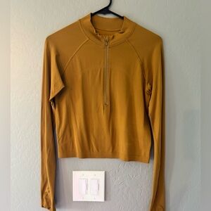 Lululemon Women's Mustard Yellow Quarter-Zip Seamless Top